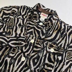 Ruby Rd. Favorites‎ Zebra Button Down Sheer Quarter Sleeve Top, Animal Print L2